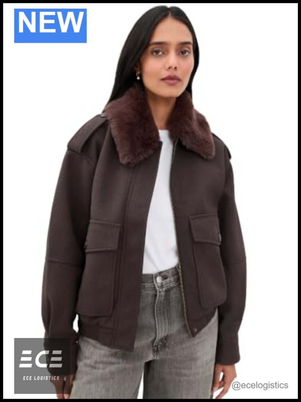 Better Than Leather Faux Leather Bomber Jacket Button Cuffs Faux Fur Collar